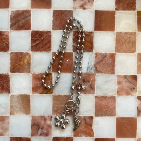 flower charm ball chain necklace𐦍˖˚ֶָ֢ ‧࿔