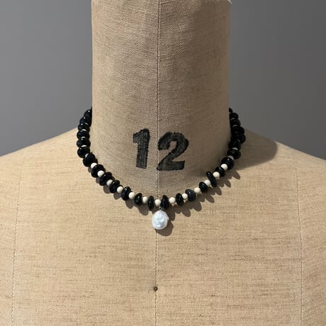 stone necklace-fossil、tiger eye、pearl-