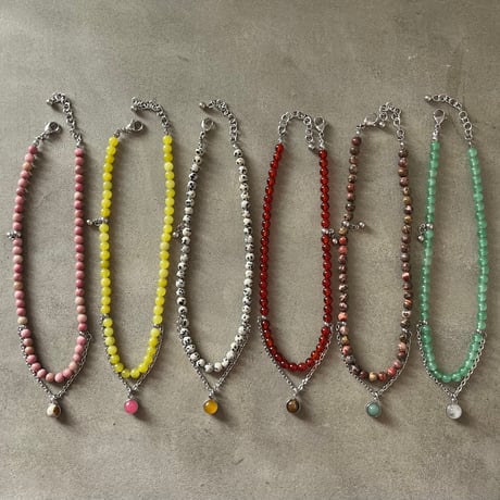 《再販》stone necklace-carnelian × tiger eye