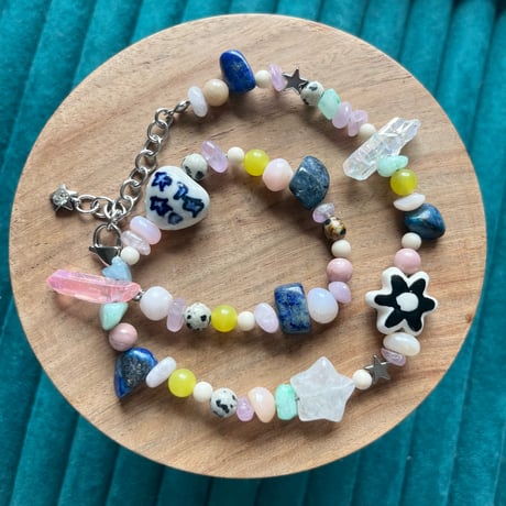 stone necklace-fancy mix-