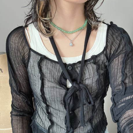 《再販》stone necklace-green aventurine×quartz