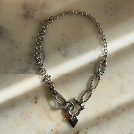 anchor shackle necklace-heart-