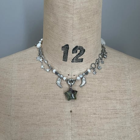 angel star necklace‧˚₊*̥⭐︎-dragon blood jasper-