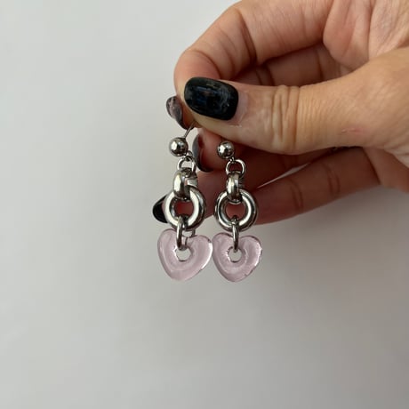 glass heart pierce（light blue/honey yellow/clear/pink）