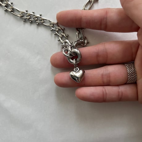 tsubu tsubu chain heart necklace-silver-