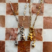 bear charm  necklace𖦹๋࣭ ⭑（silver/gold）