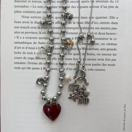 carnelian heart ball chain necklace₊‧°𐐪♡𐑂°‧₊