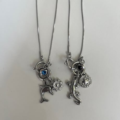 snake chain necklace-dolphin-