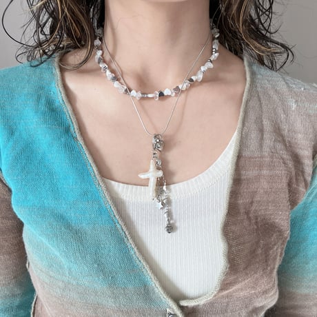 pearl cross charm necklace