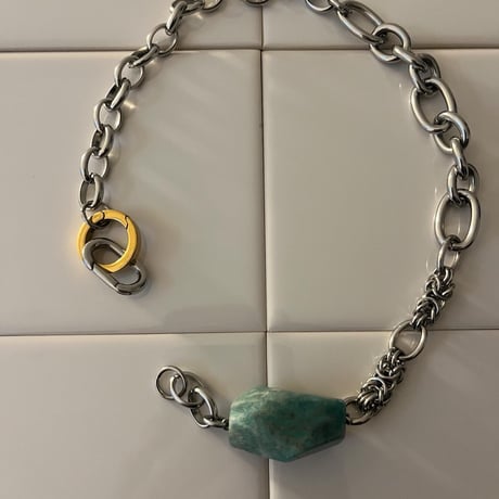 《再販》big stone necklace-amazonite-