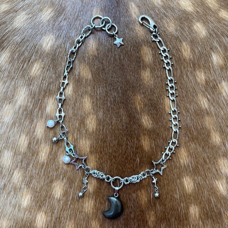 pyrite moon pendant necklace