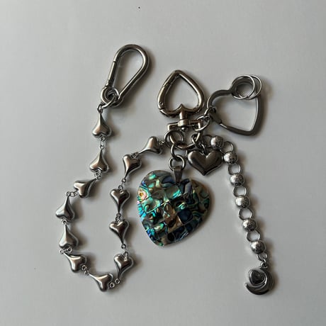 bag charm key chain-shell heart-