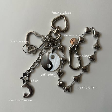 bag charm key chain-shell yin yang-