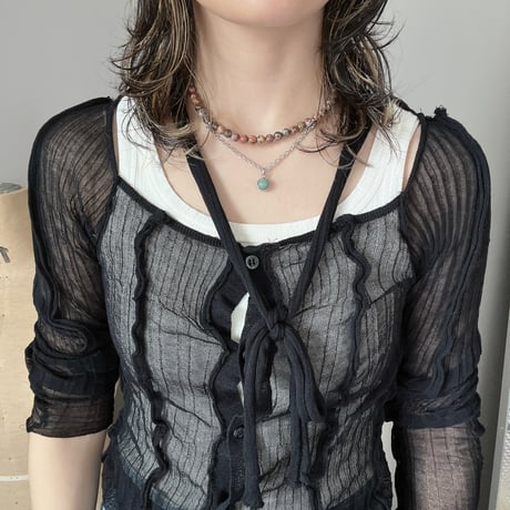 《再販》stone necklace-leopard skin jasper × green aventurine