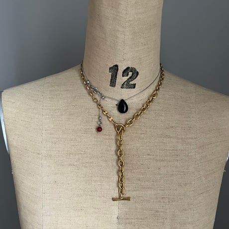 stone slide necklace-black onyx-