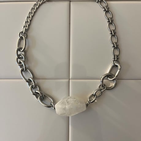 《再販》big stone necklace-quartz-（all silver）