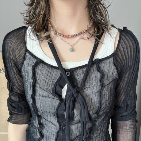 《再販》stone necklace-leopard skin jasper × green aventurine