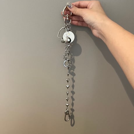 bag charm key chain-shell yin yang-
