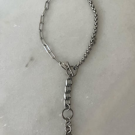 4way blend chain necklace-silver-