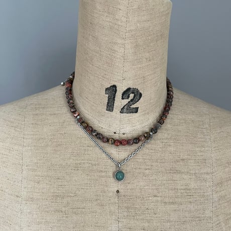《再販》stone necklace-leopard skin jasper × green aventurine