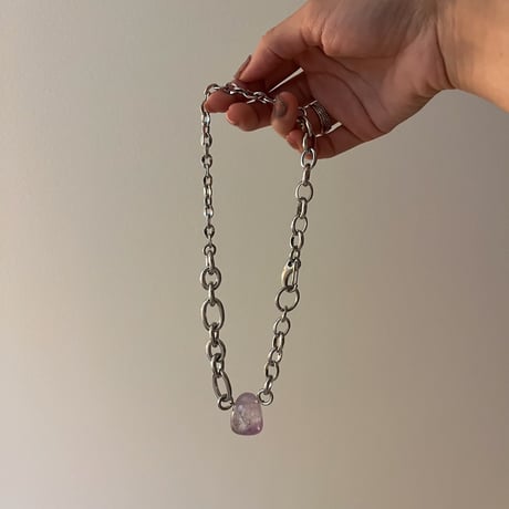 《再販》big stone necklace-amethyst-