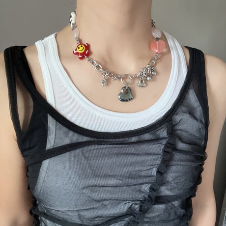 glass smiley necklace