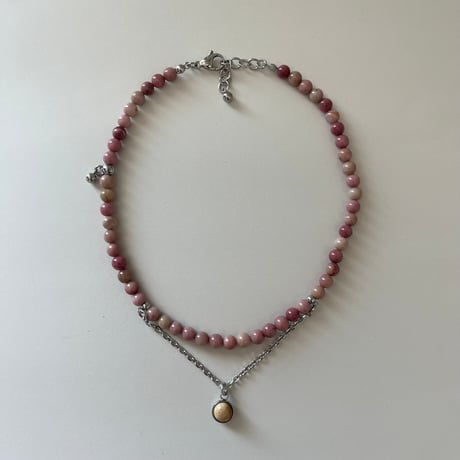 《再販》stone necklace-rhodonite × picture jasper