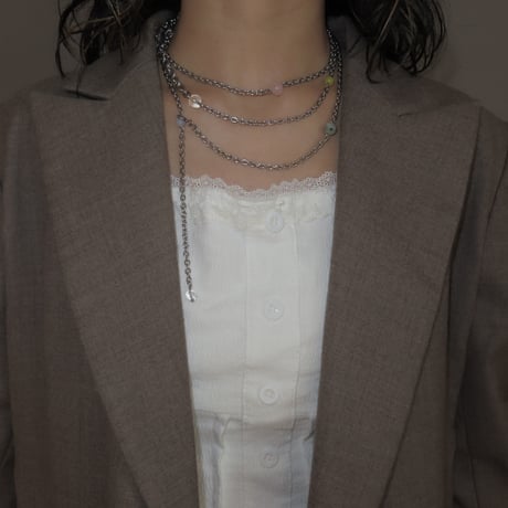 super long stone necklace-pale color-