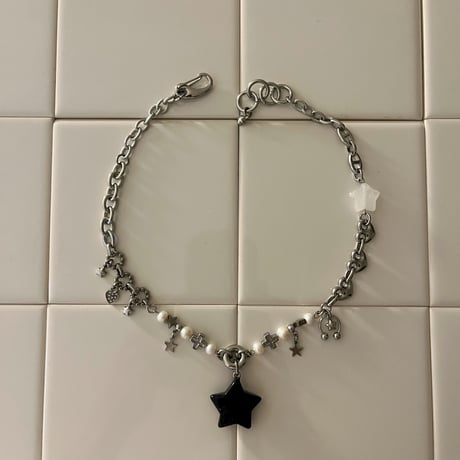 twinkle star necklace Ⳋᥱ͜𓏼✚̣̣̣♡-blue gold stone-