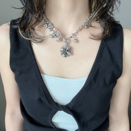 antique silver skull necklace