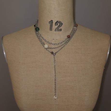 super long stone necklace-muted color-