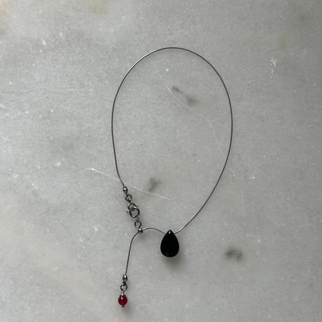 stone slide necklace-black onyx-