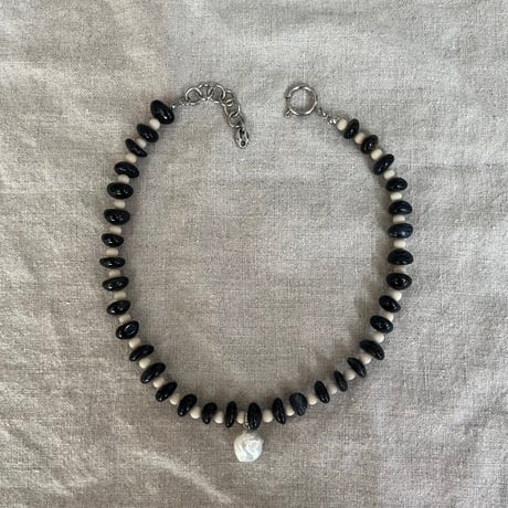 stone necklace-fossil、tiger eye、pearl-