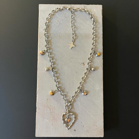 heart charm necklace（right blue、orange、gray）
