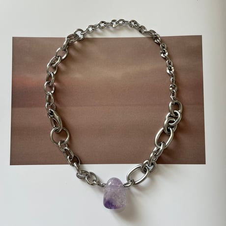 《再販》big stone necklace-amethyst-