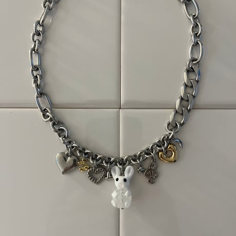 glass rabbit charm necklace