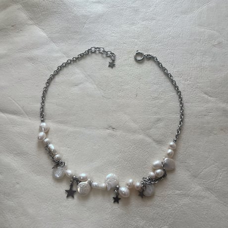 lovely pearl &star necklace  ༘𖤐˒˒*