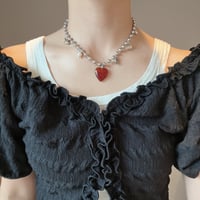 carnelian heart ball chain necklace₊‧°𐐪♡𐑂°‧₊