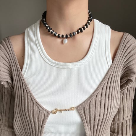 stone necklace-fossil、tiger eye、pearl-
