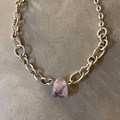 《再販》big stone necklace-amethyst-