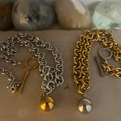 big ball charm necklace⋆｡˚𖦹（silver/gold）