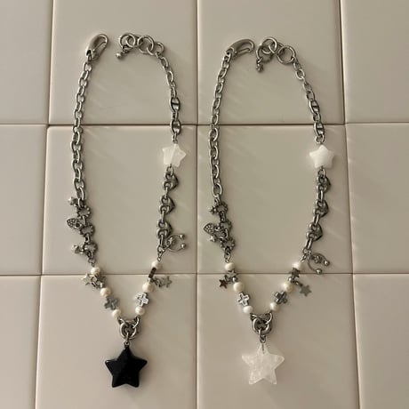 twinkle star necklace Ⳋᥱ͜𓏼✚̣̣̣♡-blue gold stone-