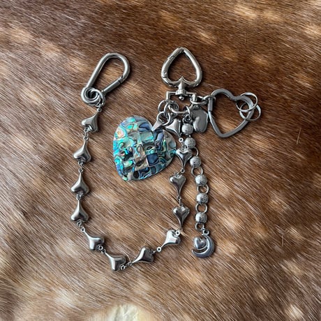 bag charm key chain-shell heart-