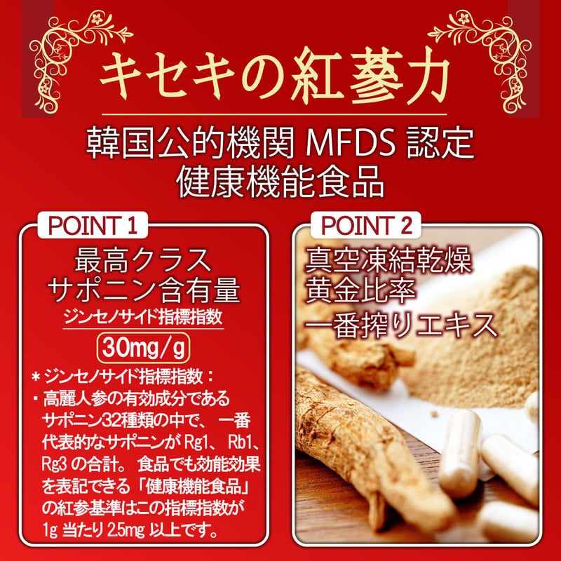 一回購入】キセキの紅蔘力 高麗人参(紅蔘)根加工食品 | Dr.Hongsam