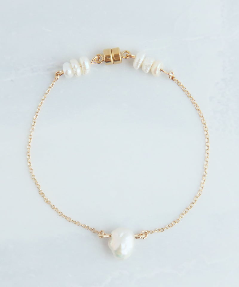 14kgf fresh waterpearl bracelet ひと粒淡水パールブレスレット