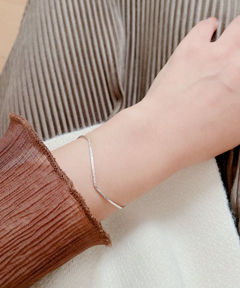 silverfild Hammered wave Bangle silver ウェーブ バング...