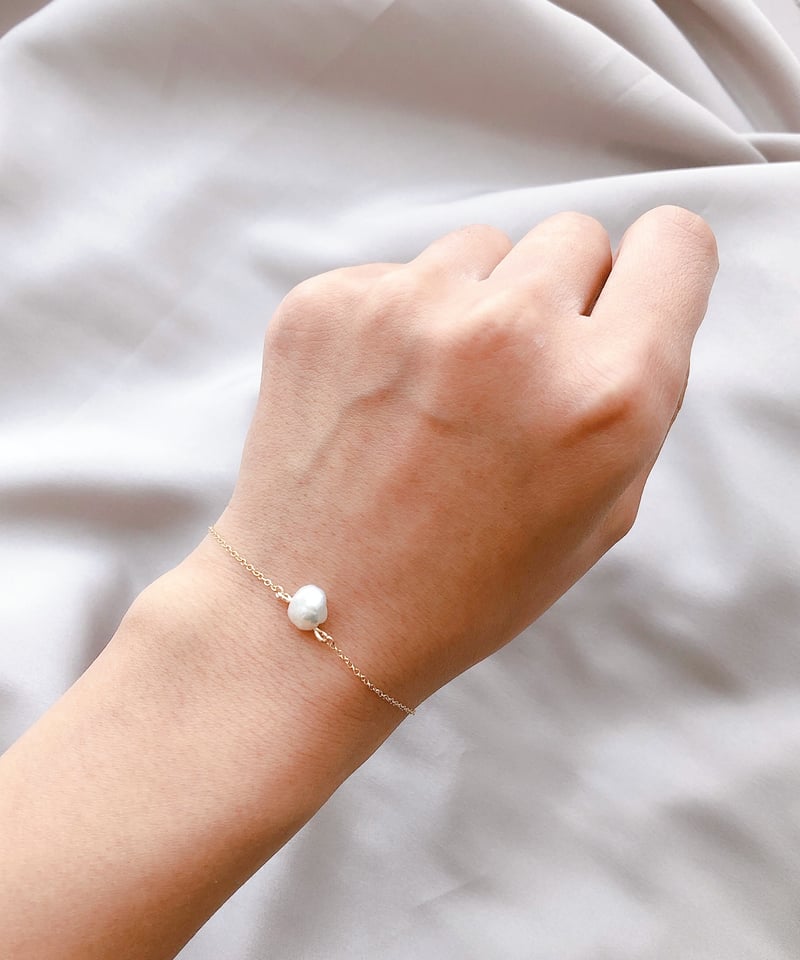 14kgf fresh waterpearl bracelet ひと粒淡水パールブレスレット