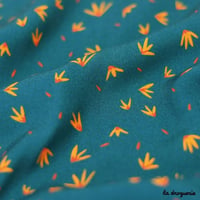 Tissu Le petit jardin | Bleu paon
