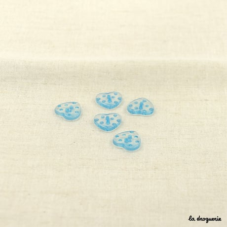 Bouton Cristallin coeur à pois 16 mm