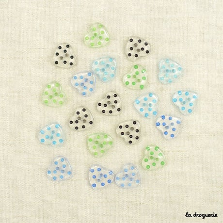 Bouton Cristallin coeur à pois 16 mm